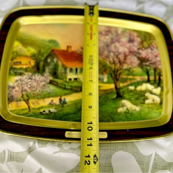 VTG Colonial Farm Cottagecore Farmhouse Metal American Homestead Dream Platter - Picture 5 of 6